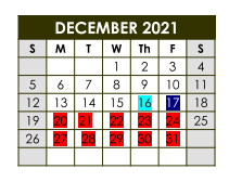 District School Academic Calendar for Teague Junior High for December 2021