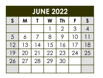 District School Academic Calendar for Teague Junior High for June 2022