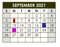 District School Academic Calendar for Teague Daep for September 2021
