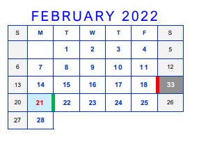 District School Academic Calendar for Bell County Nursing & Rehab Center for February 2022