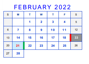 District School Academic Calendar for Bonham Middle for February 2022