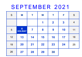 District School Academic Calendar for Bonham Middle for September 2021