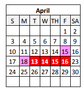 District School Academic Calendar for Elysian Fields Middle School for April 2022