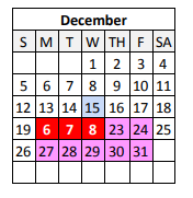 District School Academic Calendar for East Houma Elementary School for December 2021