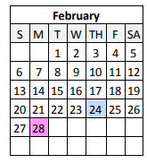 District School Academic Calendar for Juvenile Detention Center Alternative School for February 2022