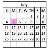 District School Academic Calendar for Lacache Middle School for July 2021