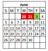 District School Academic Calendar for Evergreen Junior High School for June 2022