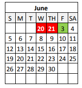 District School Academic Calendar for Oakshire Elementary School for June 2022