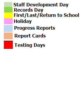 District School Academic Calendar Legend for Juvenile Detention Center Alternative School