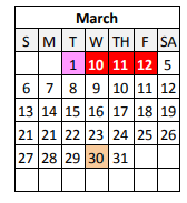 District School Academic Calendar for Coteau-bayou Blue Elementary School for March 2022