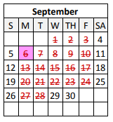 District School Academic Calendar for Mulberry Elementary School for September 2021