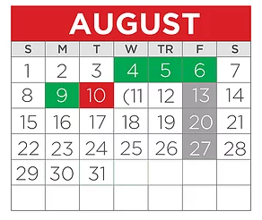 District School Academic Calendar for Tisd Child & Adolescent Center for August 2021