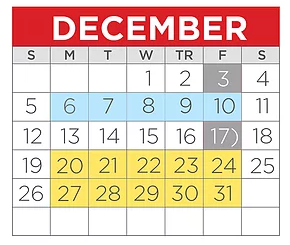 District School Academic Calendar for Tisd Child & Adolescent Center for December 2021