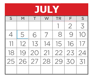 District School Academic Calendar for J W Long Elementary for July 2021