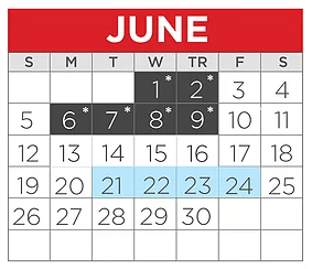 District School Academic Calendar for J W Long Elementary for June 2022