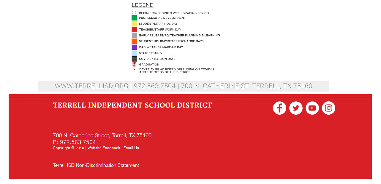 District School Academic Calendar Key for Terrell H S