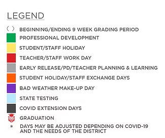 District School Academic Calendar Legend for Kennedy Elementary