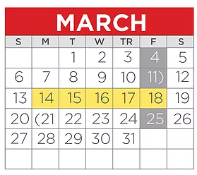 District School Academic Calendar for Terrell H S for March 2022