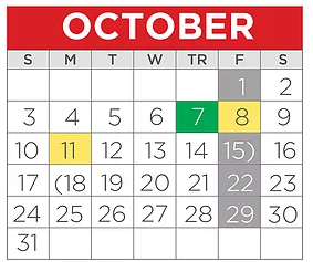 District School Academic Calendar for Terrell H S for October 2021