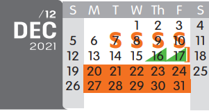 District School Academic Calendar for Texas High School for December 2021