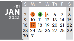 District School Academic Calendar for Texas High School for January 2022