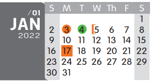 District School Academic Calendar for Wake Village Elementary for January 2022