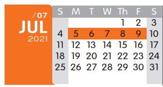 District School Academic Calendar for Westlawn Elementary for July 2021