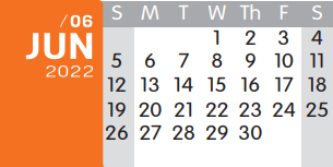 District School Academic Calendar for Texas High School for June 2022