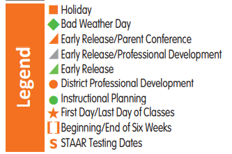 District School Academic Calendar Legend for Highland Park Elementary