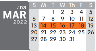 District School Academic Calendar for Dunbar Intermediate Center for March 2022