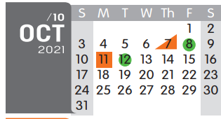 District School Academic Calendar for Martha & Josh Morriss Math & Engin for October 2021