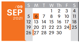 District School Academic Calendar for Martha & Josh Morriss Math & Engin for September 2021