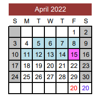 District School Academic Calendar for Thorndale Middle for April 2022