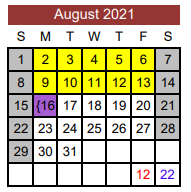 District School Academic Calendar for Thorndale Middle for August 2021