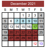 District School Academic Calendar for Thorndale Middle for December 2021