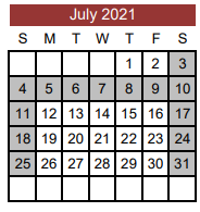 District School Academic Calendar for Thorndale High School for July 2021