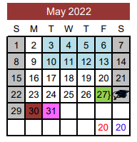 District School Academic Calendar for Thorndale Middle for May 2022