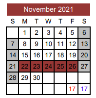 District School Academic Calendar for Thorndale Middle for November 2021