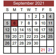 District School Academic Calendar for Thorndale Middle for September 2021