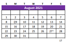 District School Academic Calendar for Thrall Middle School for August 2021