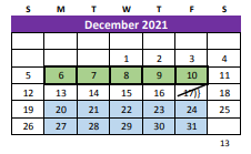 District School Academic Calendar for Williamson Co J J A E P for December 2021