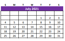District School Academic Calendar for Thrall High School for July 2021