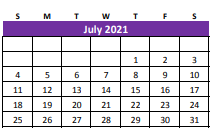 District School Academic Calendar for Lott Detention Center for July 2021