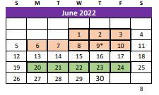 District School Academic Calendar for Lott Detention Center for June 2022