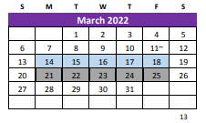 District School Academic Calendar for Lott Detention Center for March 2022