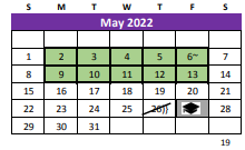 District School Academic Calendar for Williamson Co J J A E P for May 2022