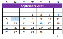 District School Academic Calendar for Thrall High School for September 2021