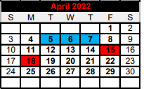 District School Academic Calendar for Three Rivers Elementary for April 2022