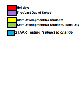 District School Academic Calendar Legend for Three Rivers High School