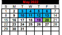 District School Academic Calendar for Three Rivers High School for May 2022